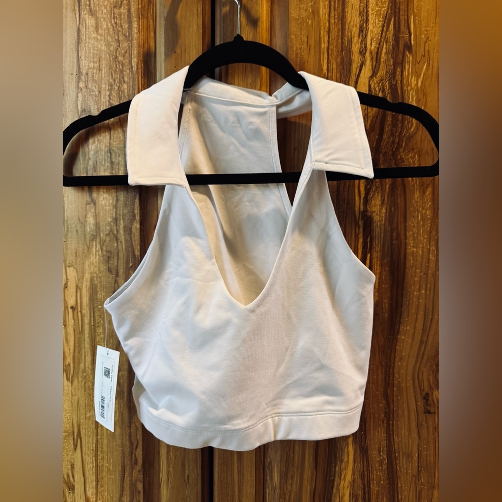 Outdoor Voices White Collared Polo Exercise Crop Tank small